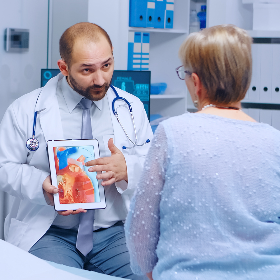 Doctor explaining coronary artery disease